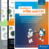 Die Cover der bisherigen drei Ausgaben vom Einstieg in HTML und CSS